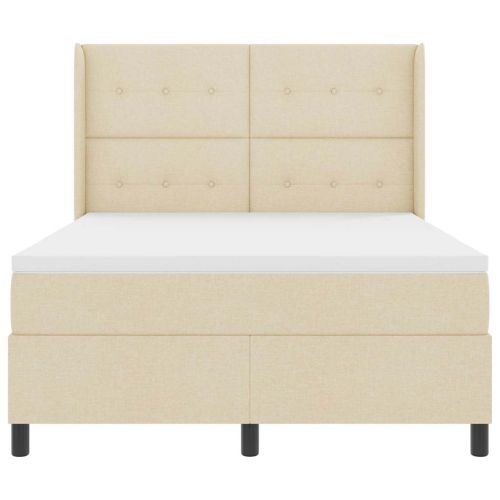 LED кутия за пружини с легло с матрак Крем 140 x 190 cm текстил