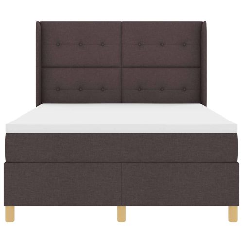 Легло с пружинирана основа с матрак Кафяво 140 x 190 cm текстил