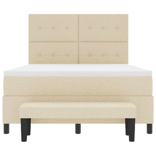 Легло с пружинирана основа с таблото Крем 140 x 190 cm текстил