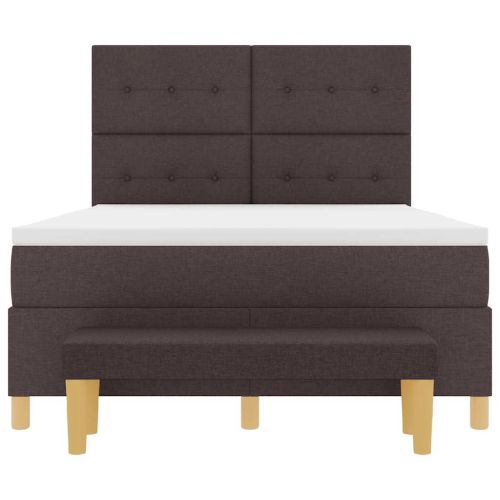 Легло с пружинирана основа Тъмнокафяв 140 x 190 cm текстил