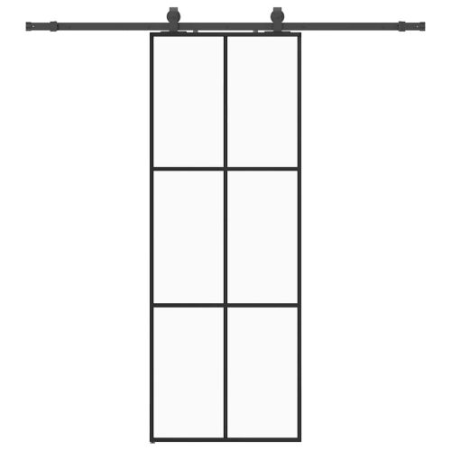 Плъзгаща се врата с обков черна 76x205 см ESG стъкло