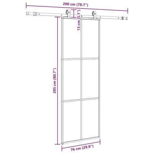 Плъзгаща се врата с обков черна 76x205 см ESG стъкло
