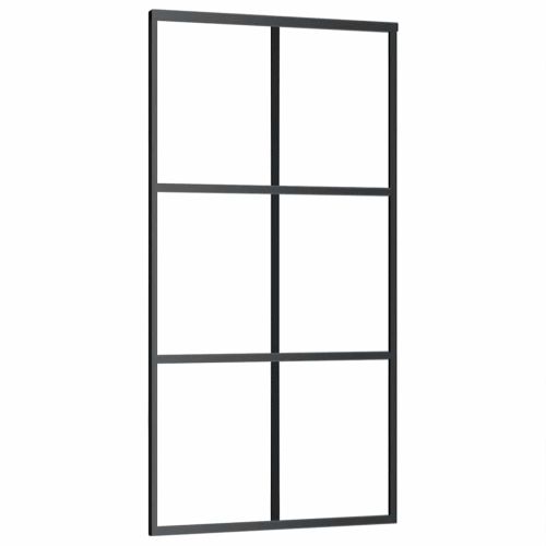 Плъзгаща се врата с механизъм черна 102x205 см ESG стъкло