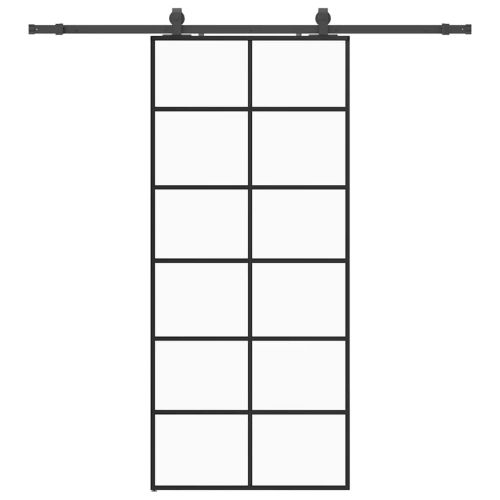 Плъзгаща се врата с обков черна 90x205 см ESG стъкло