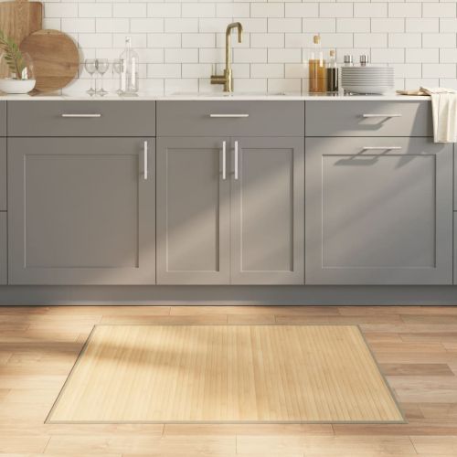 Килим, правоъгълен, светъл натурален, 80x100 см, бамбук