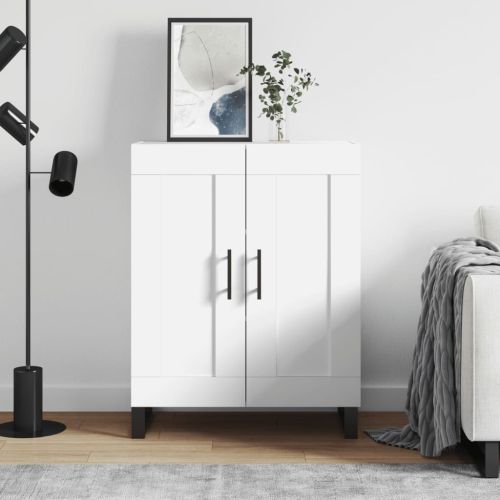 Сайдборд, бял, 69,5x34x90 см, инженерно дърво