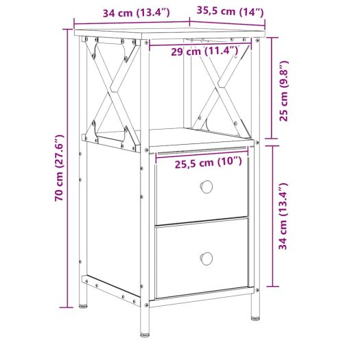 Нощно шкафче Artisan Oak 34x35,5x70 cm Инженерна дървесина