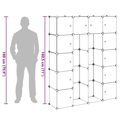 Модулен шкаф с 14 отделения, бял, 37x146x180,5 см