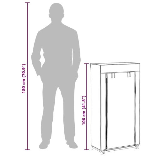 Шкаф за обувки с покривало, сив, 58х28х106 см, плат
