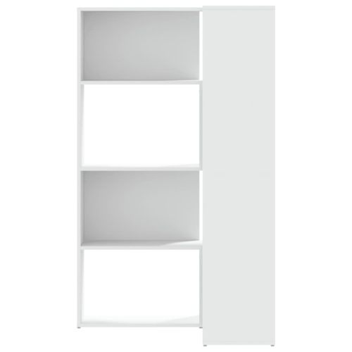 Ъглова етажерка 4 нива бял 85x85x140 см инженерно дърво
