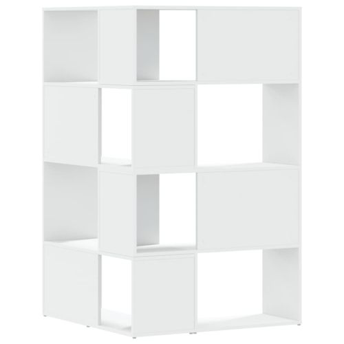 Ъглова етажерка 4 нива бял 85x85x140 см инженерно дърво