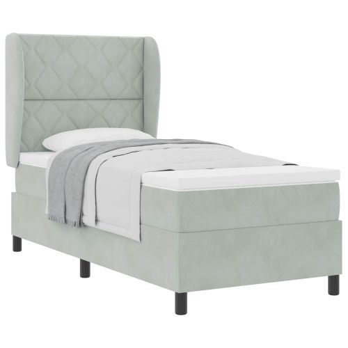 Легло с пружинирана основа Светлосиво 190 x 90 cm Кадифе