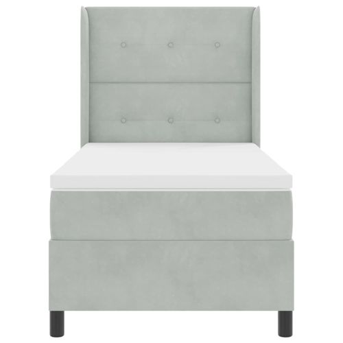 Легло с пружинирана основа Светлосиво 90 x 190 cm Кадифе