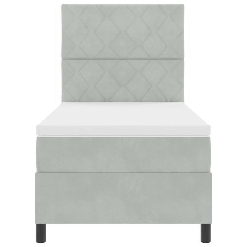 LED кутия за пружини с легло Светлосиво 90 x 190 cm Кадифе