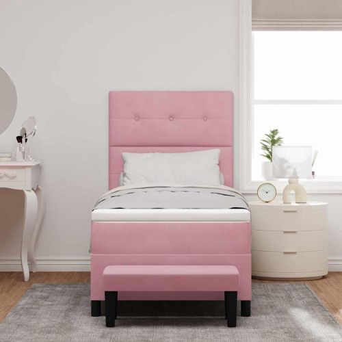 Легло с пружинирана основа с таблото Розово 200 x 80 см Кадифе