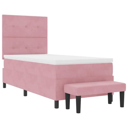Легло с пружинирана основа с таблото Розово 200 x 80 см Кадифе