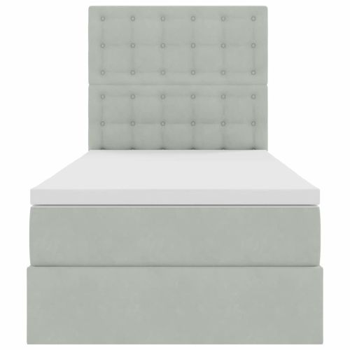 Легло с място за съхранение и матрак Светлосиво 90 x 190 cm