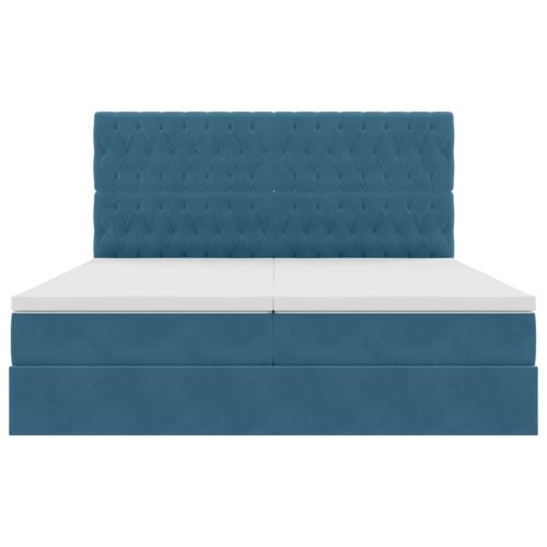 Легло с място за съхранение Тъмен син 180 x 200 cm Кадифе