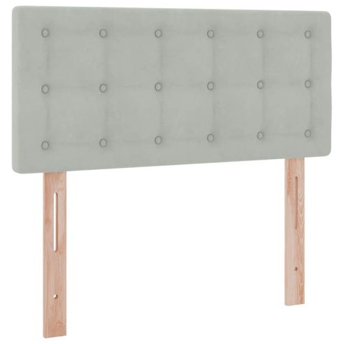 Легло с място за съхранение и LED Светлосиво 90 x 190 cm Кадифе