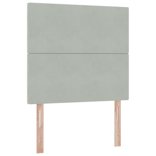 Легло с място за съхранение и LED Светлосиво 90 x 190 cm Кадифе