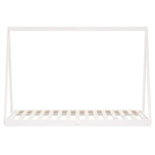 Детска рамка за легло, бяла, 90x190 см, бор масив