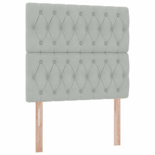 Легло с място за съхранение и LED Светлосиво 90 x 190 cm Кадифе