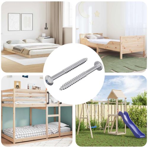 Дървен винт 2 pcs Сребрист 9,8 x 53 мм Стомана