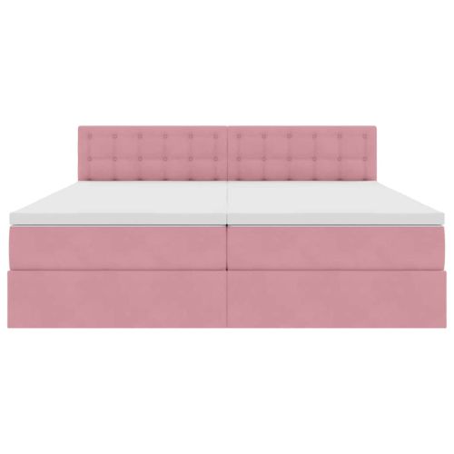 Легло С LED лентисти светлини Розово 200 x 200 cm Кадифе