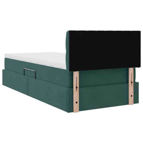 Легло с място за съхранение Тъмен зелен 90 x 200 cm Кадифе