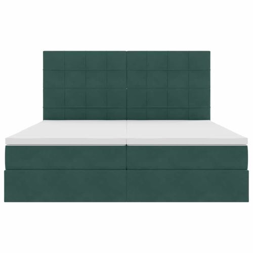 Легло с място за съхранение Тъмен зелен 200 x 200 cm Кадифе