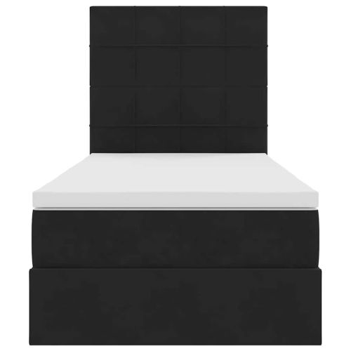 Легло с място за съхранение и LED Черно 100 x 200 cm Кадифе