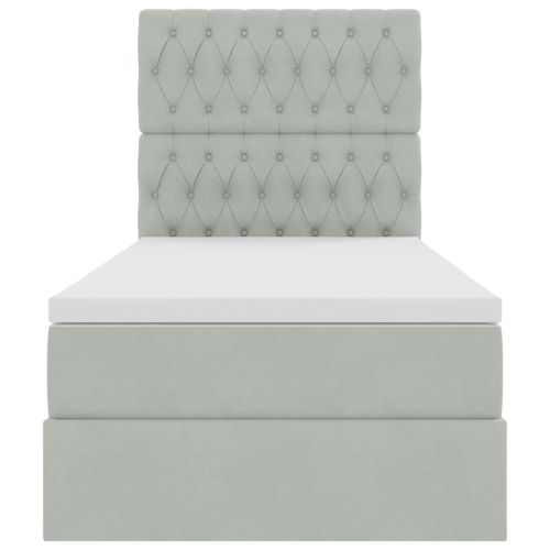 Легло с място за съхранение и матрак Светлосиво 90 x 190 cm