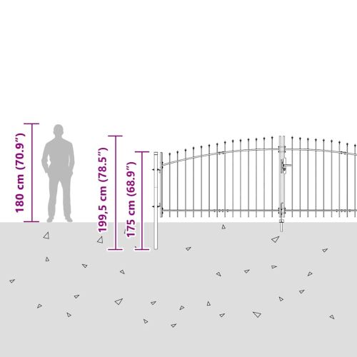 Двойна порта с заключване Сив 400 x 199.5 см Стомана