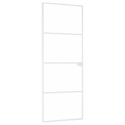 Интериорна врата бяла 76x201,5 см закалено стъкло и алуминий