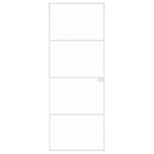 Интериорна врата бяла 76x201,5 см закалено стъкло и алуминий