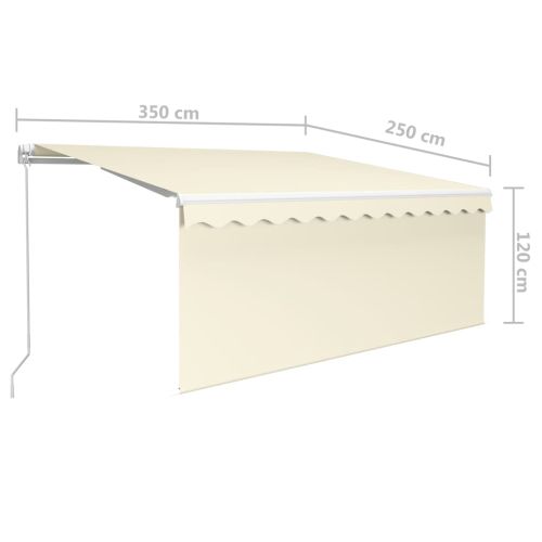 Ръчно прибиращ се сенник с щора и LED 3,5x2,5 м кремав