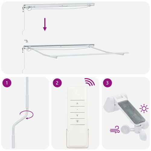 Автоматично прибираща се тента с LED антрацит и бял 300x250 см