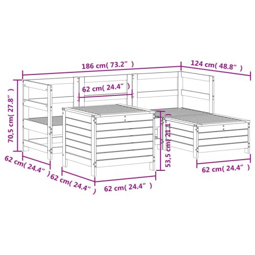 Градински комплект диван от 5 части, импрегниран бор