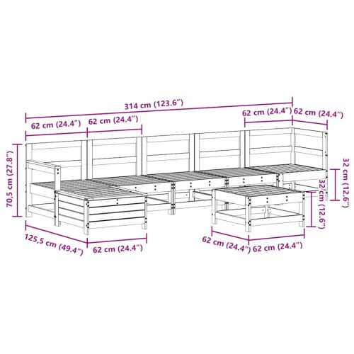 Градински лаундж комплект 7 части импрегниран бор
