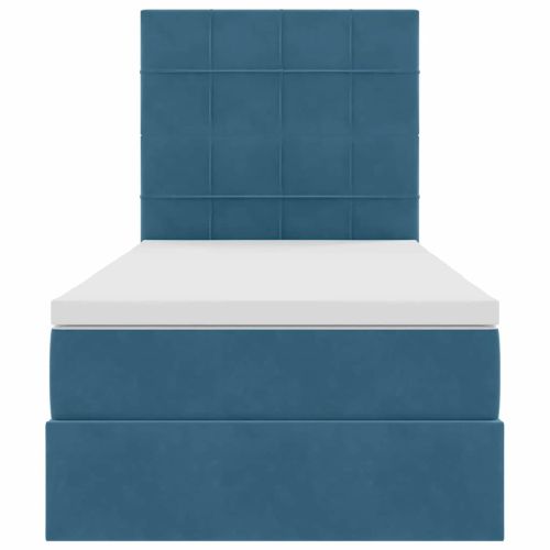 Легло с място за съхранение и LED Тъмен син 100 x 200 cm Кадифе