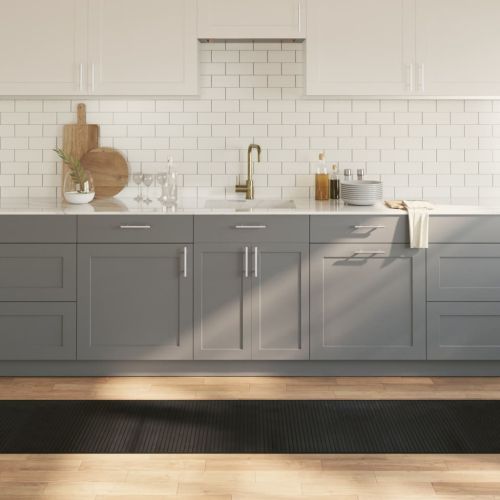 Килим, правоъгълен, черен, 60x400 см, бамбук