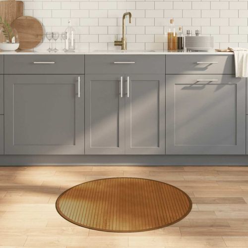 Килим, кръгъл, кафяв, 80 см, бамбук