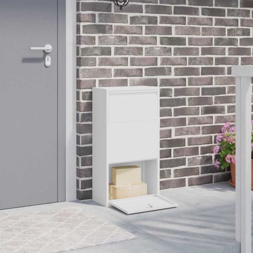 Пощенска кутия за пратки с врата Бяло 44 x 22 x 82 см Стомана