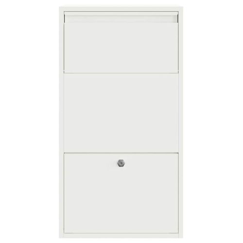 Пощенска кутия за пратки с врата Бяло 44 x 22 x 82 см Стомана