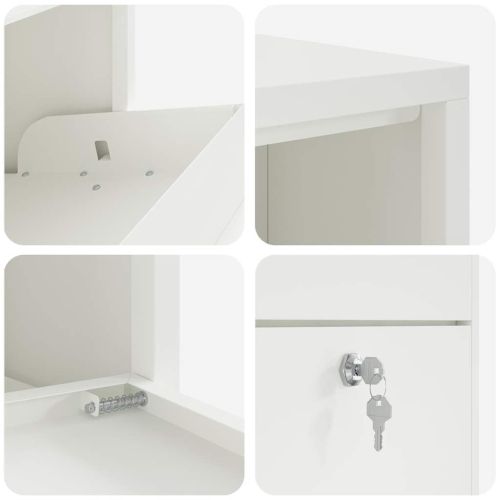 Пощенска кутия за пратки с врата Бяло 44 x 22 x 82 см Стомана