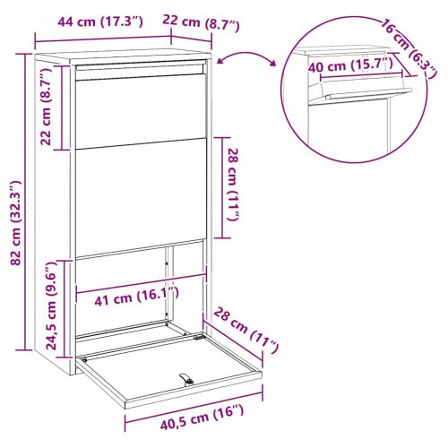 Пощенска кутия за пратки с врата Бяло 44 x 22 x 82 см Стомана
