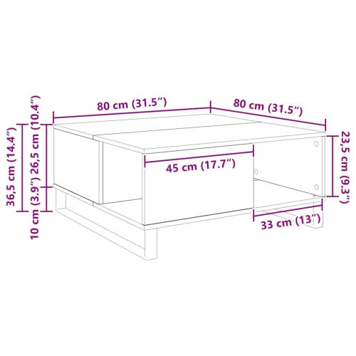 Масичка за кафе Старо дърво 80 x 80 x 36,5 см Инженерно дърво