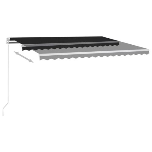 Ръчно прибиращ се сенник с LED, 450x350 см, антрацит