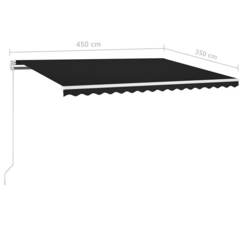 Ръчно прибиращ се сенник с LED, 450x350 см, антрацит