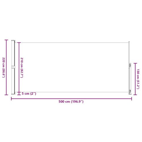 Прибираща се дворна странична тента, 220x500 см, черна